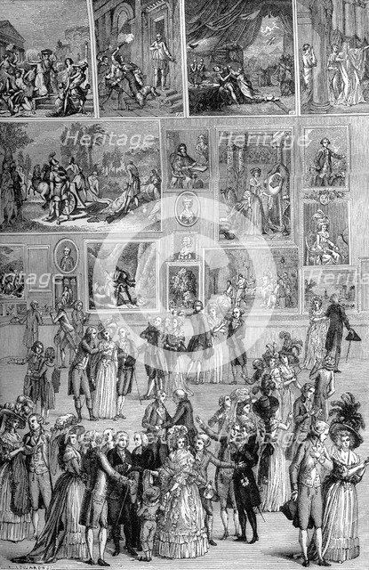 Painting exhibition, the Louvre, Paris, 1737 (1882-1884). Artist: Unknown