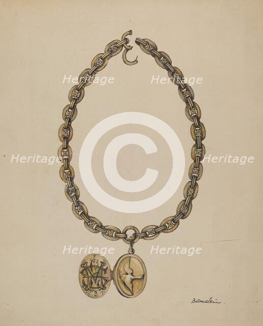 Necklace and Locket, c. 1937. Creator: Molly Bodenstein.