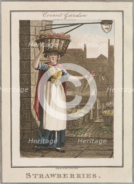 'Strawberries', Cries of London, 1804. Artist: Anon