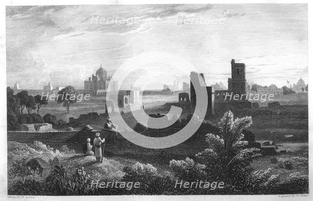The tomb of Humaioon, Delhi, India, c1860.Artist: W Miller
