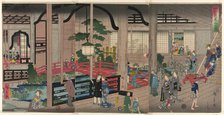 The Interior of the Gankiro in Yokohama (Yokohama Gankiro mikomi no zu), 1860. Creator: Utagawa Hiroshige II.