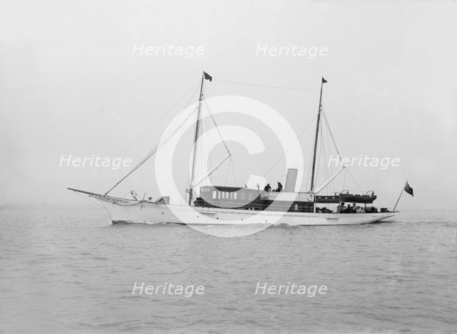 The 49 ton steam yacht 'Nordissa' under way, 1914. Creator: Kirk & Sons of Cowes.