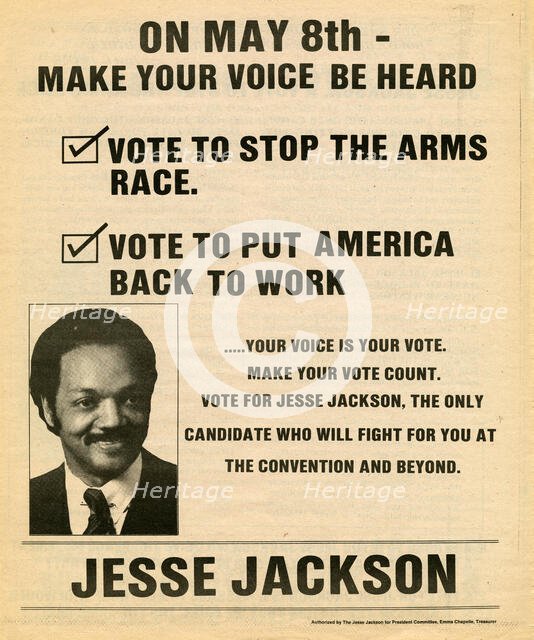 Newspaper insert for Jesse Jackson 1984 presidential campaign, 1984. Creator: Unknown.
