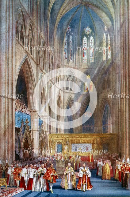 'The Recognition', George VI's coronation ceremony, Westminster Abbey, London, 12 May 1937.Artist: Henry Charles Brewer