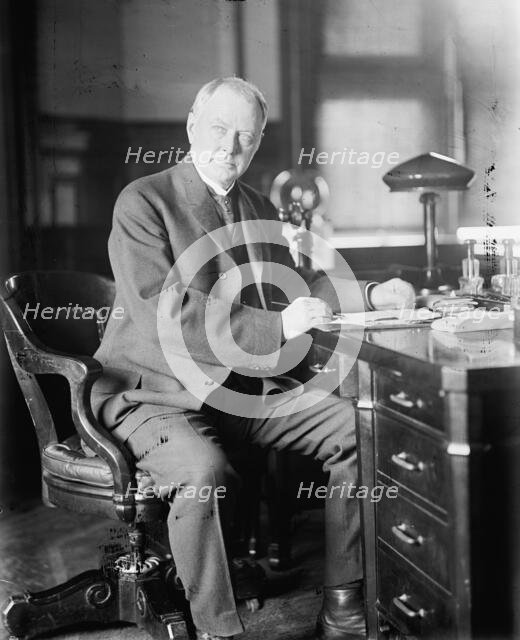 Albert Sidney Burleson, Rep. from Texas - At Desk, Post Office Department, 1913.  Creator: Harris & Ewing.
