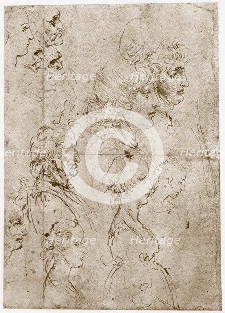 'Heads of Girls, Young and Old Men', 1478-1480. Artist: Leonardo da Vinci