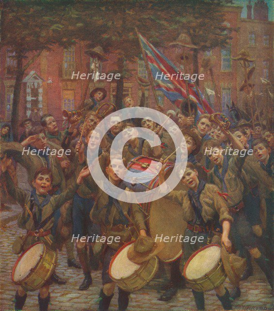 'Cheering the Chief Scout', c1914 (1928). Artist: William Holt Yates Titcomb.