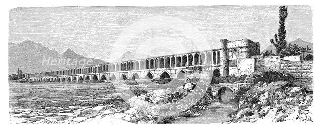 The bridge across the Zendeh-Rud, Isfahan, Iran, 1895. Artist: Unknown
