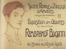 Self-portrait. Poster for Rembrandt Bugatti's Antwerp Exposition, c. 1910.