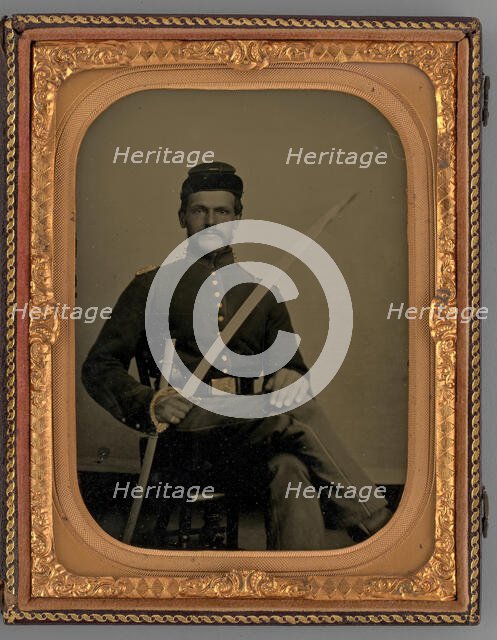 Untitled (Portrait of a Seated Soldier with Sabre), 1862. Creator: Samuel J. Miller.
