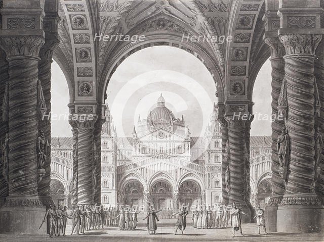 Stage design for the Opera seria "I due Valdomiri" by Peter Winter. Teatro alla Scala, 1818. Creator: Sanquirico, Alessandro (1777-1849).