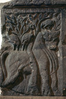 Depiction of a Celtic deity, a bull with three cranes, 1st century. Artist: Unknown