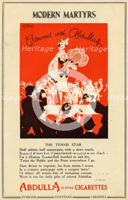 Abdulla Cigarettes, 1927. Artist: Nerman