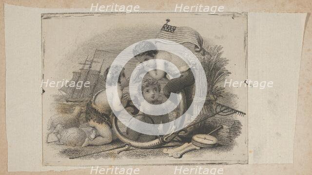 Banknote vignette with three putti as a shepherd, a farmer, and a sailor, ca. 1824-37. Creator: Attributed to Asher Brown Durand.
