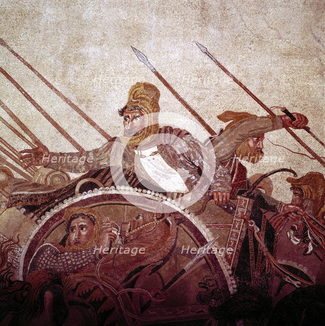 Roman mosaic of Darius II of Persia at the Battle of Issus, Pompeii, Italy, (1st century AD).  Creator: Unknown.