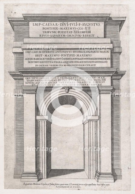 Speculum Romanae Magnificentiae: Front view of St. Lawrence Gateway, Rome, 1566., 1566. Creator: Anon.