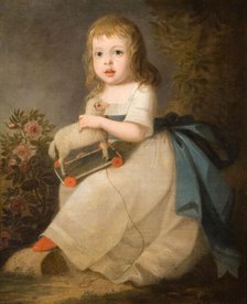 Portrait of a Child with a Toy Sheep, 1850. Creator: Unknown.