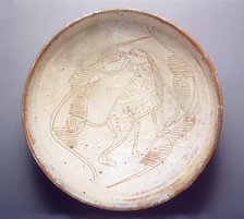 Bowl with Cheetah, Byzantine, 11th-13th century. Creator: Unknown.