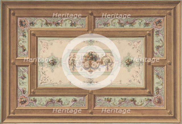 Design for a Painted Ceiling, second half 19th century. Creators: Jules-Edmond-Charles Lachaise, Eugène-Pierre Gourdet.