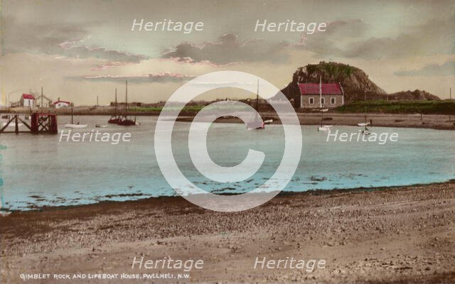 Gimblet Rock and Lifeboat House, Pwllheli, North Wales, 1934. Creator: Unknown.