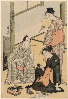 The Actor Matsumoto Koshiro IV with his family, from an untitled series of four prints..., c1783/84. Creator: Torii Kiyonaga.