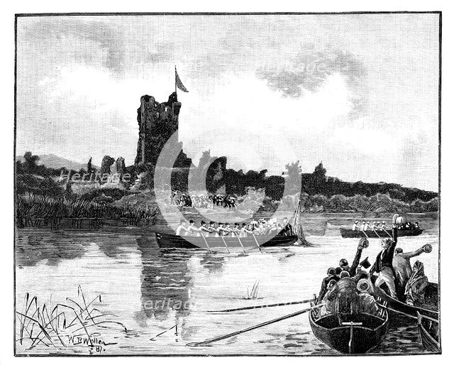 'The Royal tour in Ireland, visit to Ross Castle, Killarney', 1887. Artist: William Barnes Wollen
