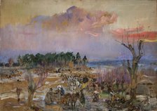 Sketch for the Panorama of Grochow, c1940. Creator: Wojciech Kossak.