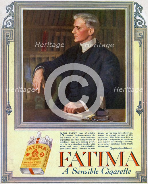 Advert for Fatima cigarettes, 1916. Artist: Unknown