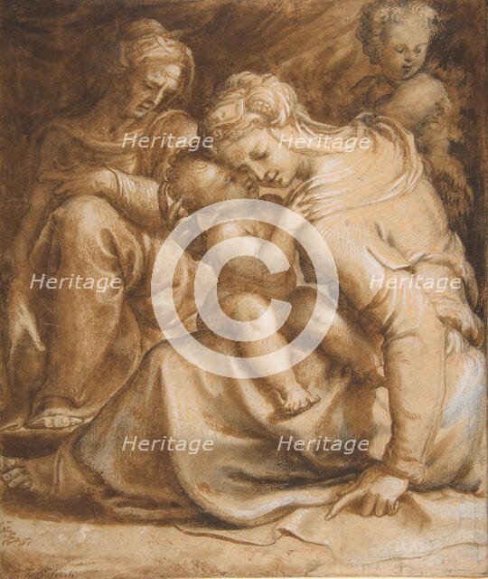 Virgin and Child with Saint Anne and John the Baptist, ca. 1550. Creator: Francesco Salviati.