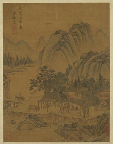 Way-station and travelers, Ming dynasty, 16th century. Creator: Unknown.