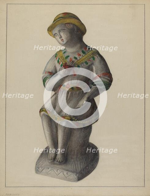 Pa. German Chalkware Shepherd Boy, c. 1937. Creator: Mina Lowry.