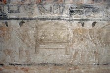 Men carrying a chest relief,  Mastaba of Mereruka, Saqqara, Egypt, Old Kingdom, 2340 BC (2003). Creator: Unknown.
