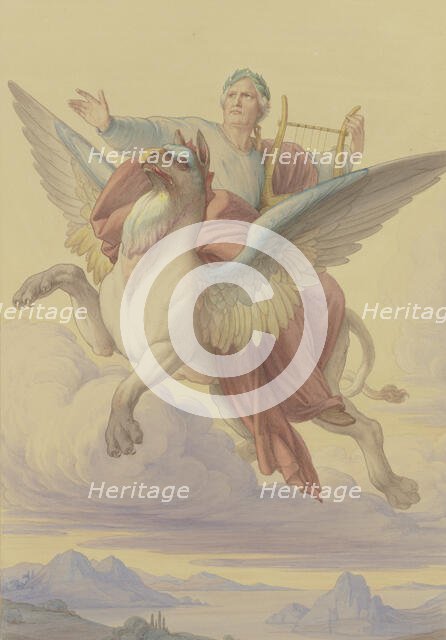 Goethe's Apotheosis, (design for a standard at Goethe's Jubilee in 1849), 1849. Creator: Eduard von Steinle.