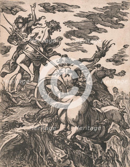 Rape of Persephone with Pluto on horseback at right, 1590-1607. Creator: Giuseppe Scolari.