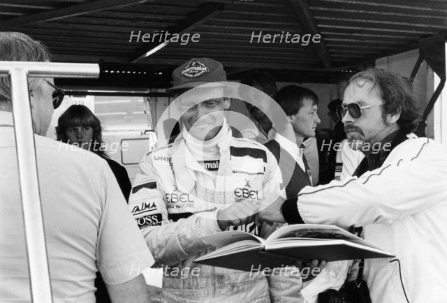 Niki Lauda, F1 driver for Marlboro McLaren, at the European Grand Prix, Brands Hatch, Kent, 1983. Artist: Unknown