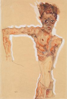 Self-Portrait, 1911. Creator: Egon Schiele.