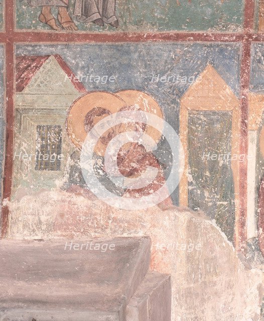 Meeting of Saints Joachim and Anne at the Golden Gate, 12th century. Artist: Ancient Russian frescos  