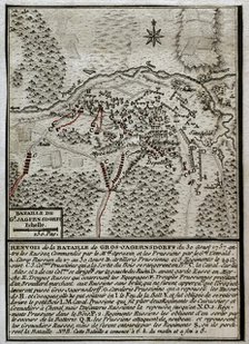 Seven Years War (1756-1763): Map of the Battle of Gross-Jägersdorf (August 30, 1757).  Creator: Jean de Beaurain.