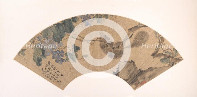 Squirrel and Grape, dated 1868. Creator: Liu Deliu (Chinese, 1806-1875).