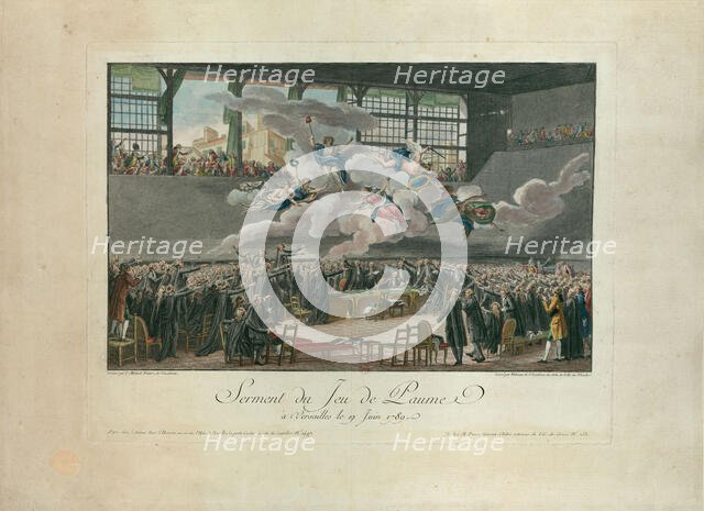 The Tennis Court Oath on 20 June 1789. Creator: Helman, Isidore Stanislas (1743-1806/9).