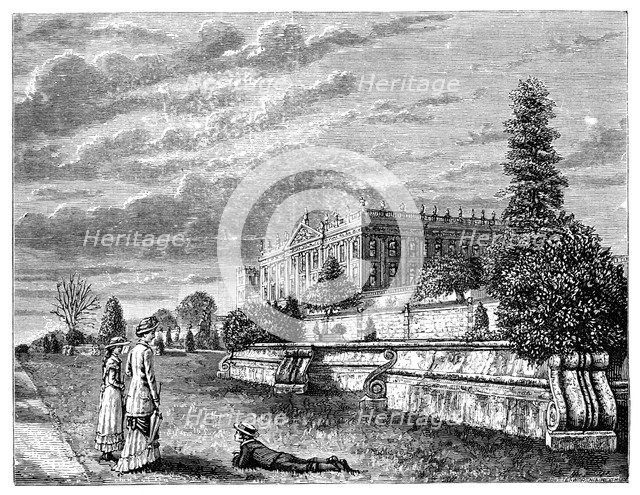 Chatsworth House from the South West, 1900. Artist: Unknown