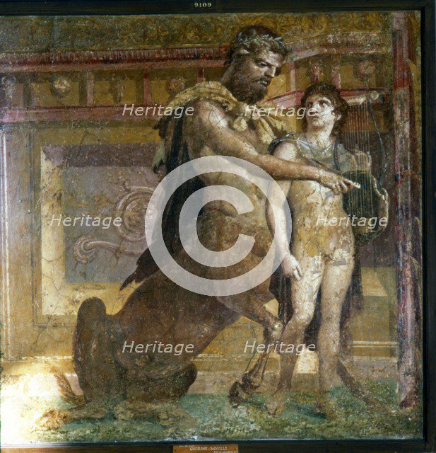 The Centaur 'Cheiron' teaching Achilles, Roman wall-painting from Herculaneum, c1st century. Artist: Unknown.