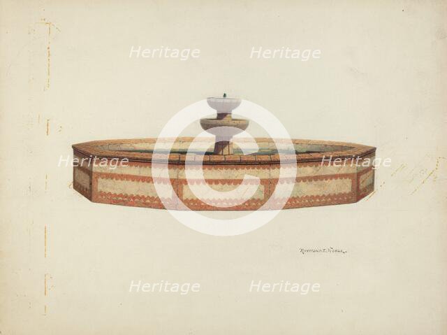 Mission Fountain, c. 1940. Creator: Raymond E. Noble.