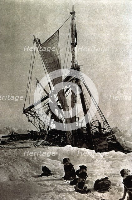 Shackleton Expedition, the ship 'Endurance' imprisoned by the ice is slowly sinking into the Wedd…