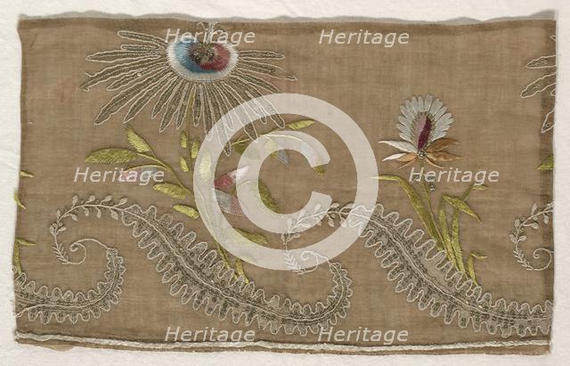 Two Fragments of Embroidery, 18th century. Creator: Unknown.