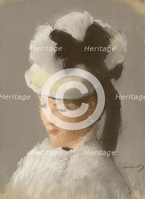 Young woman in a white hat, 1882. Creator: Manet, Édouard (1832-1883).