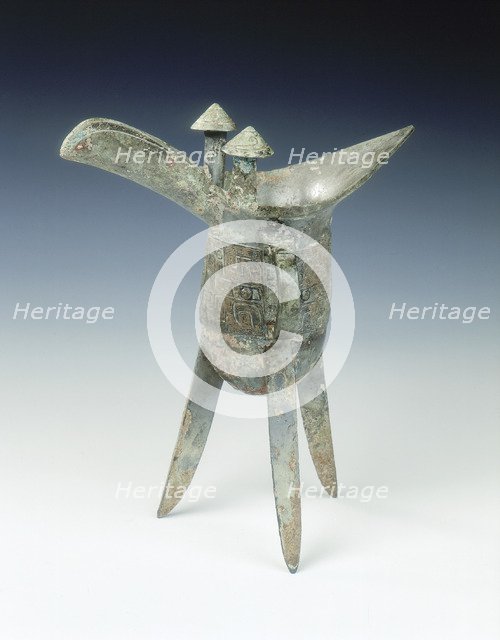 Bronze jue with traditional rounded base, Anyang period, Shang dynasty, China, c12th century BC. Artist: Unknown