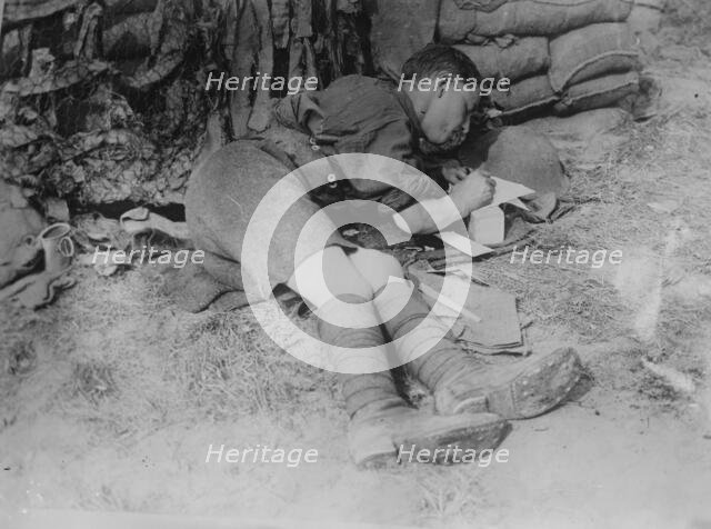 Tommy writing home after battle,  11 Jun 1917. Creator: Bain News Service.
