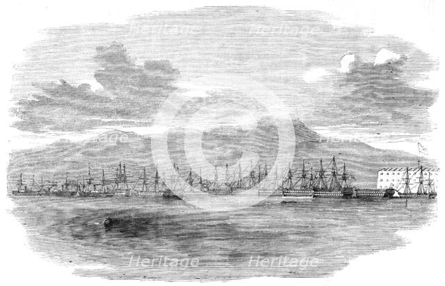 Russian Fleet moored outside the Batteries of Sebastopol, under the guns, September 22, 1854. Creator: Unknown.