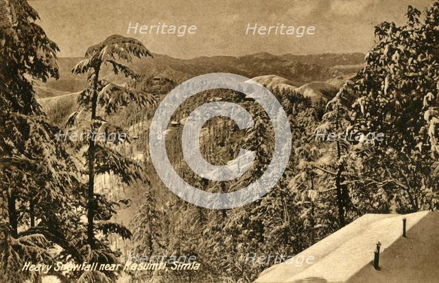 'Heavy Snowfall near Kasumti, Simla', c1918-c1939. Creator: Unknown.